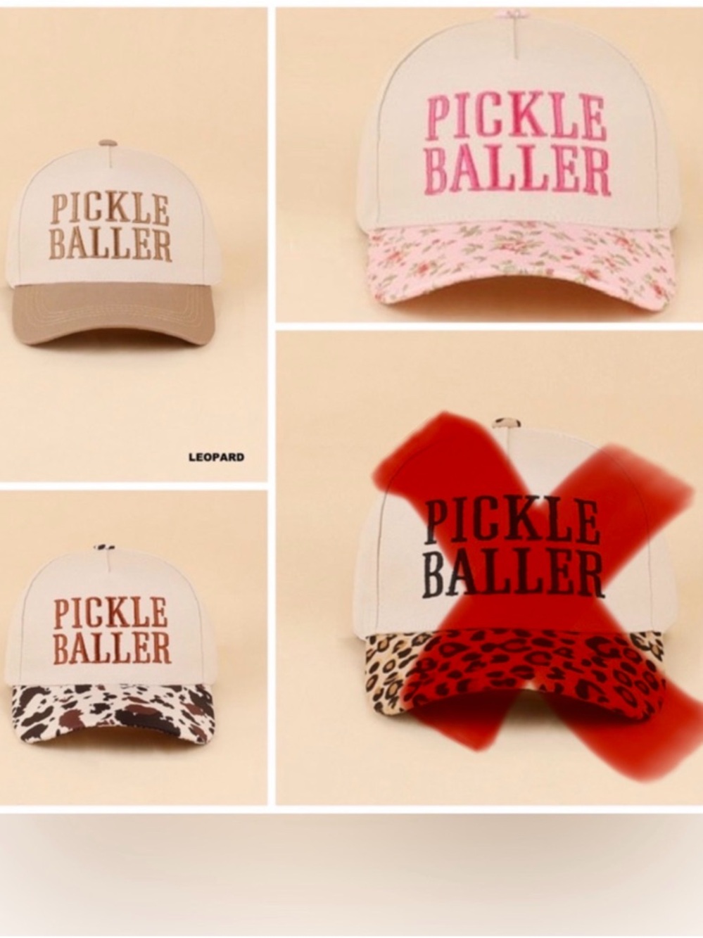 Pickle Baller Embroidered Trucker Hat - White with Patterned Brim